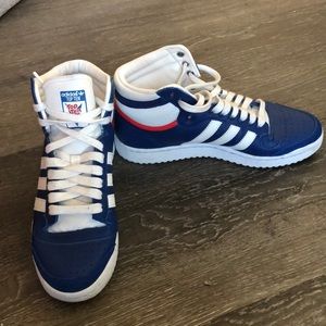 Adidas blue high top sneakers